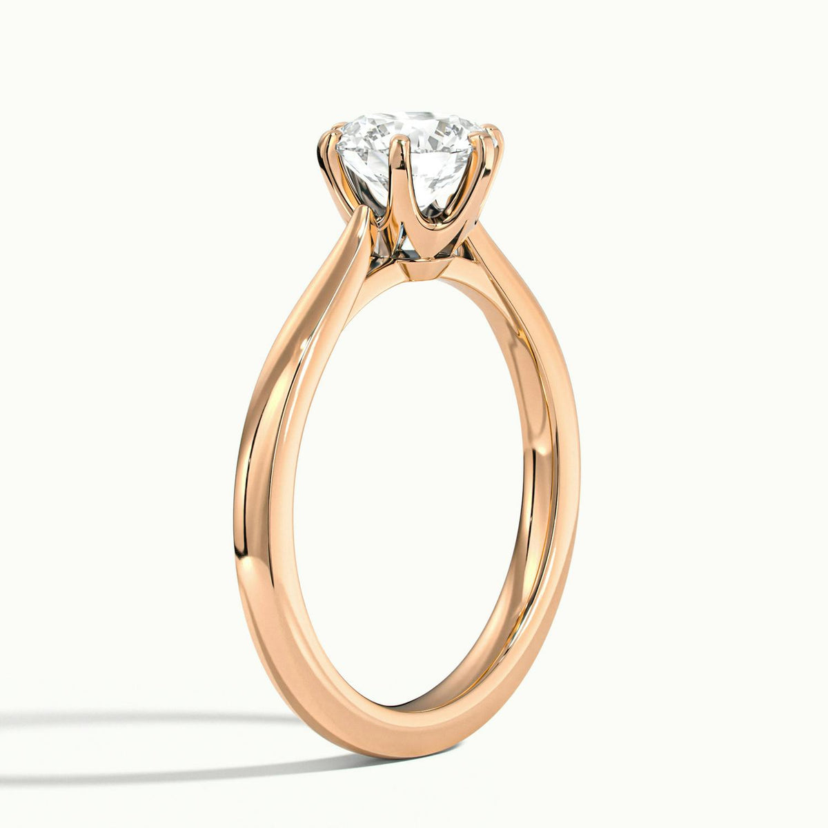 Livia 3 Carat Round Lab Grown Diamond Solitaire Engagement Ring in 14K Rose Gold - view 4