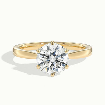 Livia 2 Carat Round Lab Grown Diamond Solitaire Engagement Ring in 14K Yellow Gold - view 1