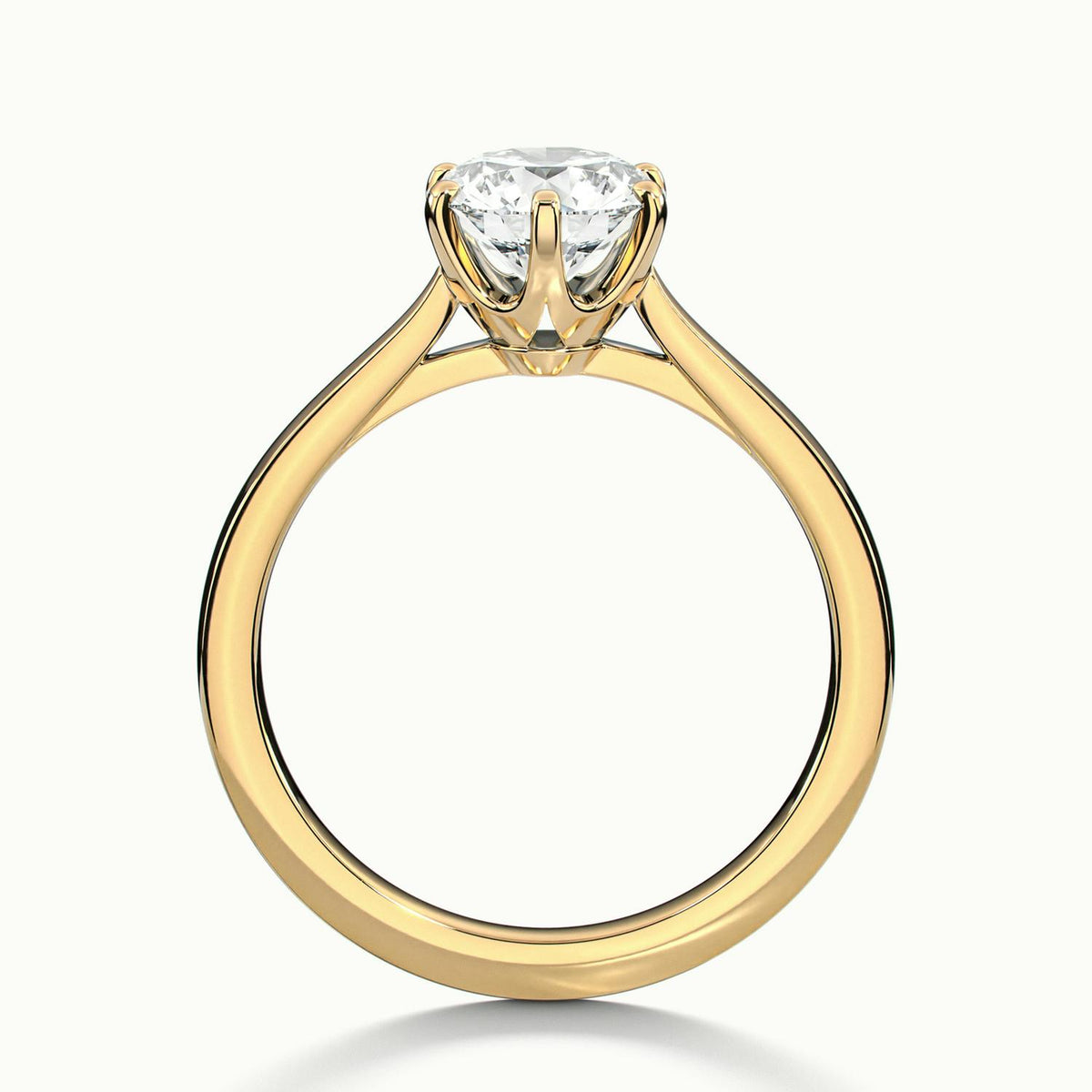 Livia 1 Carat Round Lab Grown Diamond Solitaire Engagement Ring in 14K Yellow Gold - view 3
