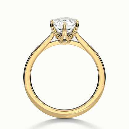 Livia 1 Carat Round Lab Grown Diamond Solitaire Engagement Ring in 14K Yellow Gold - view 3