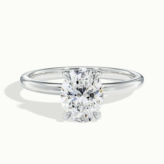 Adela 2.5 Carat Oval Lab Grown Diamond Solitaire Engagement Ring in 925 Silver - view 1