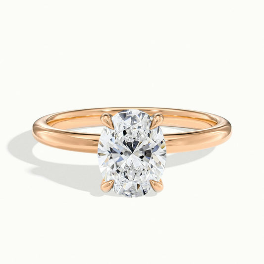 Adela 2.5 Carat Oval Lab Grown Diamond Solitaire Engagement Ring in 18K Rose Gold - view 1
