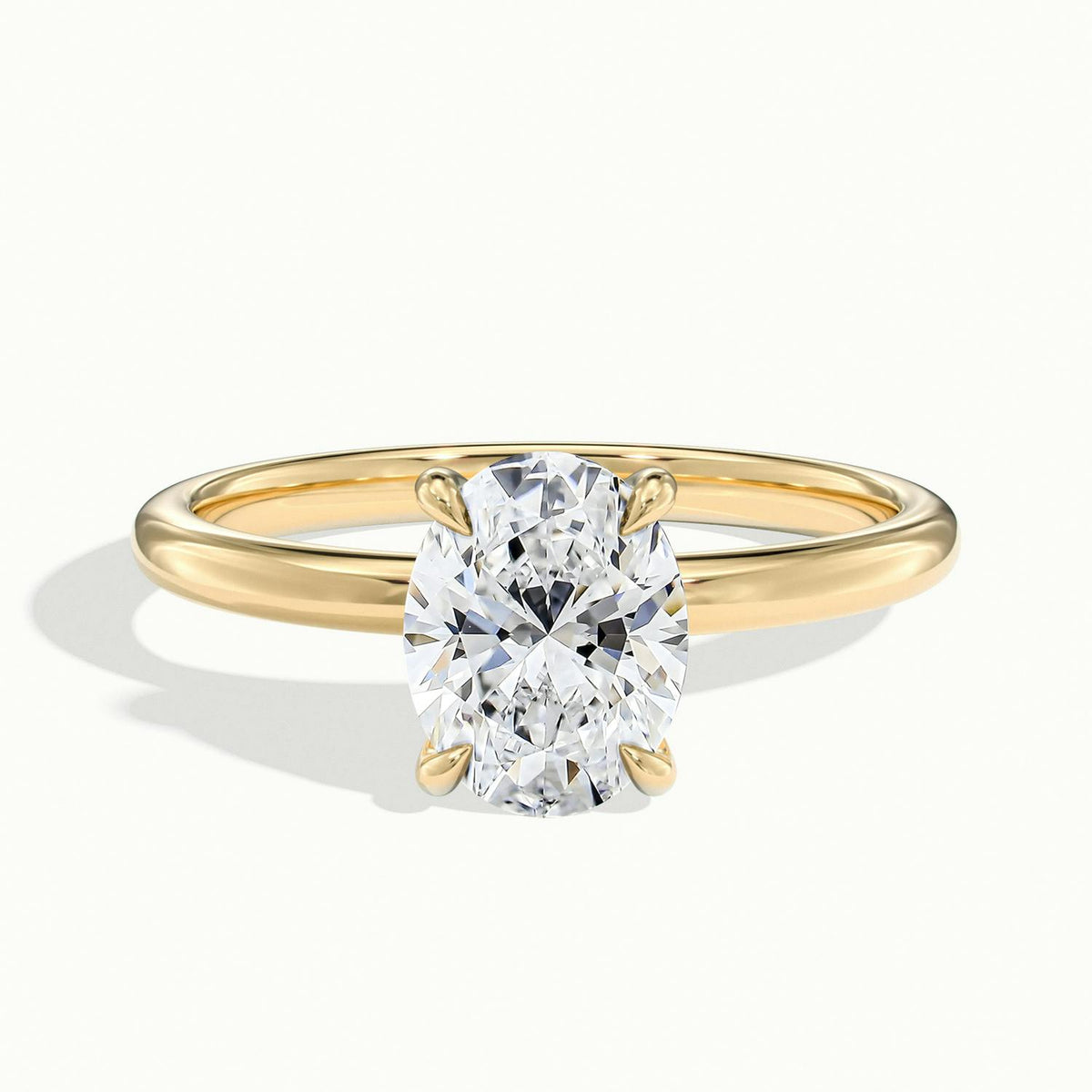 Adela 2 Carat Oval Lab Grown Diamond Solitaire Engagement Ring in 14K Yellow Gold - view 1