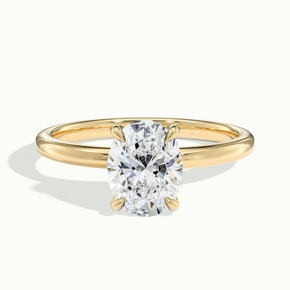 Adela 2 Carat Oval Lab Grown Diamond Solitaire Engagement Ring in 14K Yellow Gold - view 1