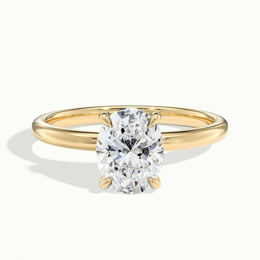 Adela 2.5 Carat Oval Lab Grown Diamond Solitaire Engagement Ring in 14K Yellow Gold - view 1