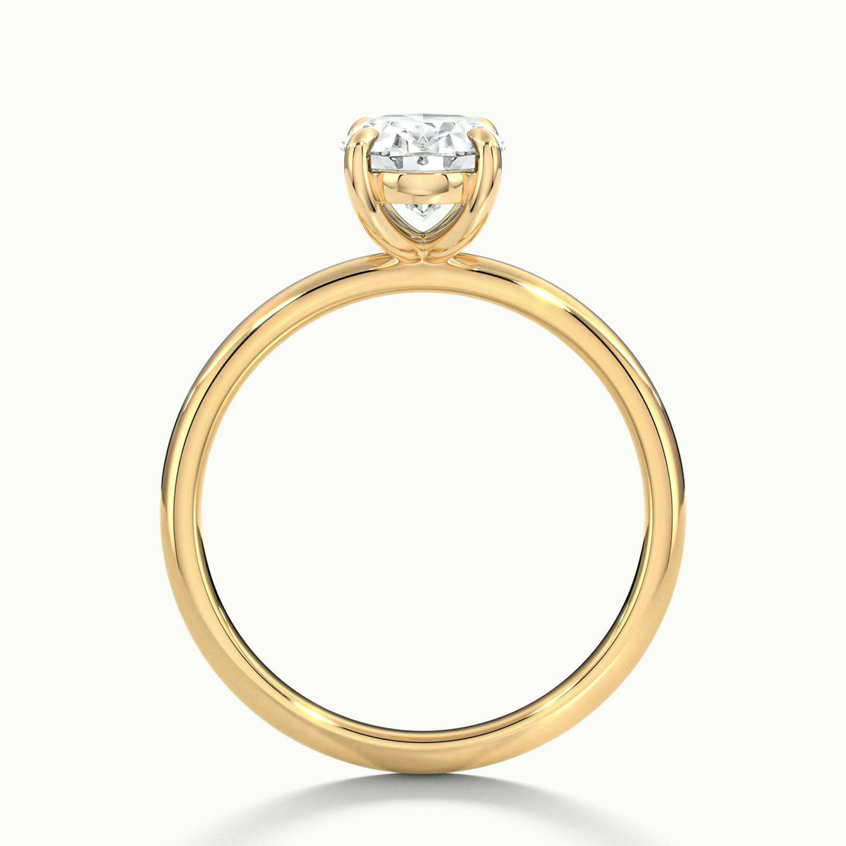 Adela 2 Carat Oval Lab Grown Diamond Solitaire Engagement Ring in 14K Yellow Gold - view 3