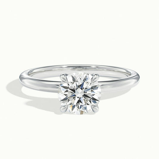 Adela 3 Carat Round Lab Grown Diamond Solitaire Engagement Ring in Platinum - view 1