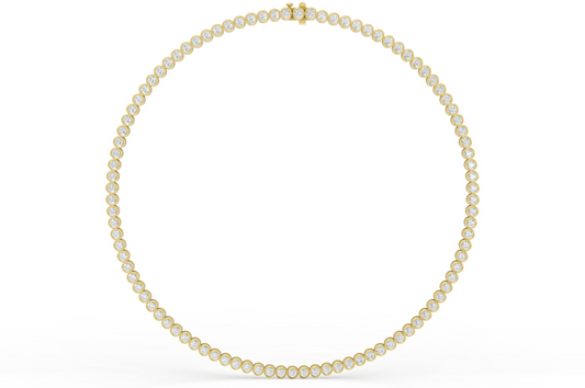12.00ct Round Lab Grown Diamond Tennis Bezel Necklace In 14K Yellow Gold