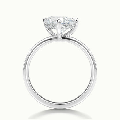 Adela Tilted 4 Carat Pear Lab Grown Diamond Hidden Halo Engagement Ring in Platinum - view 3