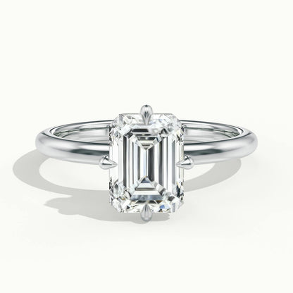 Nira 4.5 Carat Emerald Lab Grown Diamond Solitaire Engagement Ring in 18K White Gold - view 1