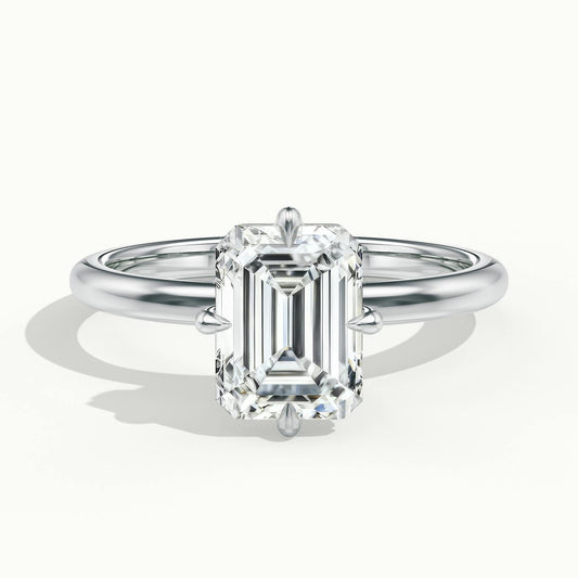 Nira 1 Carat Emerald Lab Grown Diamond Solitaire Engagement Ring in 10K White Gold - view 1