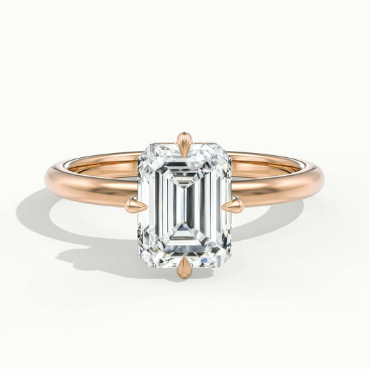 Nira 2.5 Carat Emerald Lab Grown Diamond Solitaire Engagement Ring in 18K Rose Gold - view 1