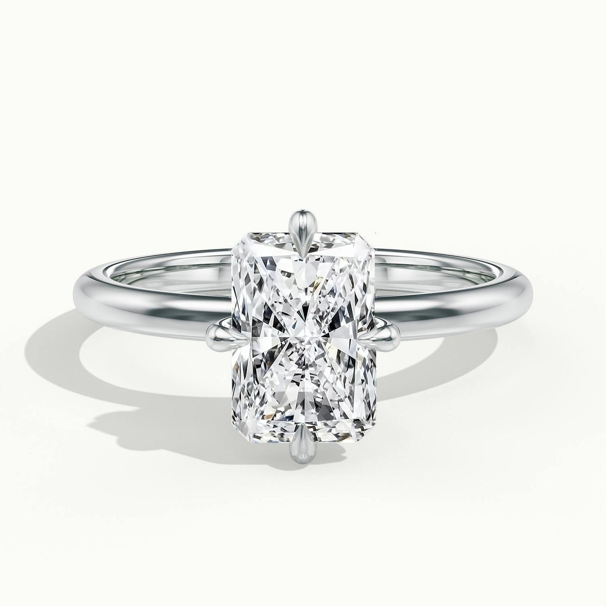 Nira 3.5 Carat Radiant Lab Grown Diamond Solitaire Engagement Ring in 10K White Gold - view 1