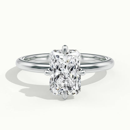 Nira 3.5 Carat Radiant Lab Grown Diamond Solitaire Engagement Ring in 10K White Gold - view 1