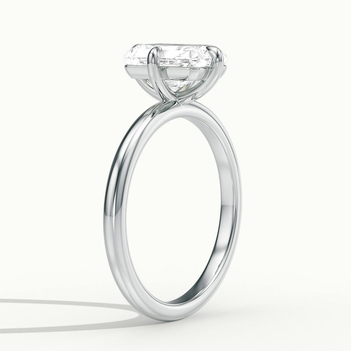 Nira 3.5 Carat Radiant Lab Grown Diamond Solitaire Engagement Ring in 10K White Gold - view 4