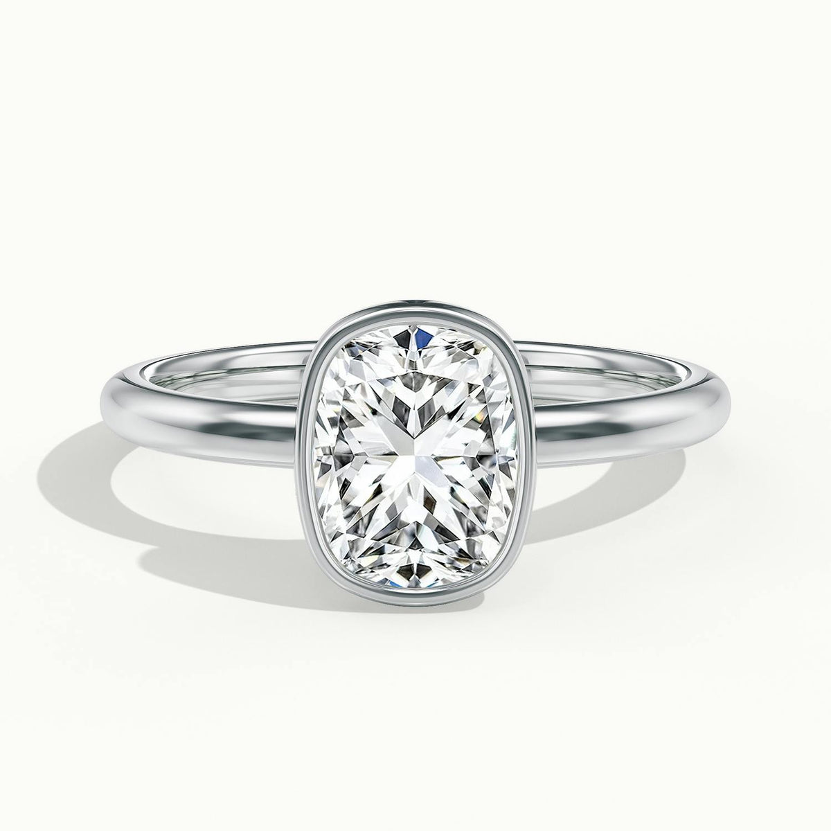 Rhea 2.5 Carat Cushion Lab Grown Diamond Solitaire Engagement Ring in 925 Silver - view 1