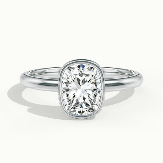 Rhea 1.5 Carat Cushion Lab Grown Diamond Solitaire Engagement Ring in Platinum - view 1