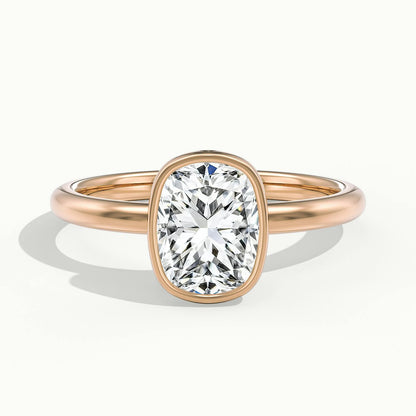 Rhea 2 Carat Cushion Lab Grown Diamond Solitaire Engagement Ring in 14K Rose Gold - view 1