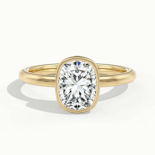 Rhea 2.5 Carat Cushion Lab Grown Diamond Solitaire Engagement Ring in 10K Yellow Gold - view 1