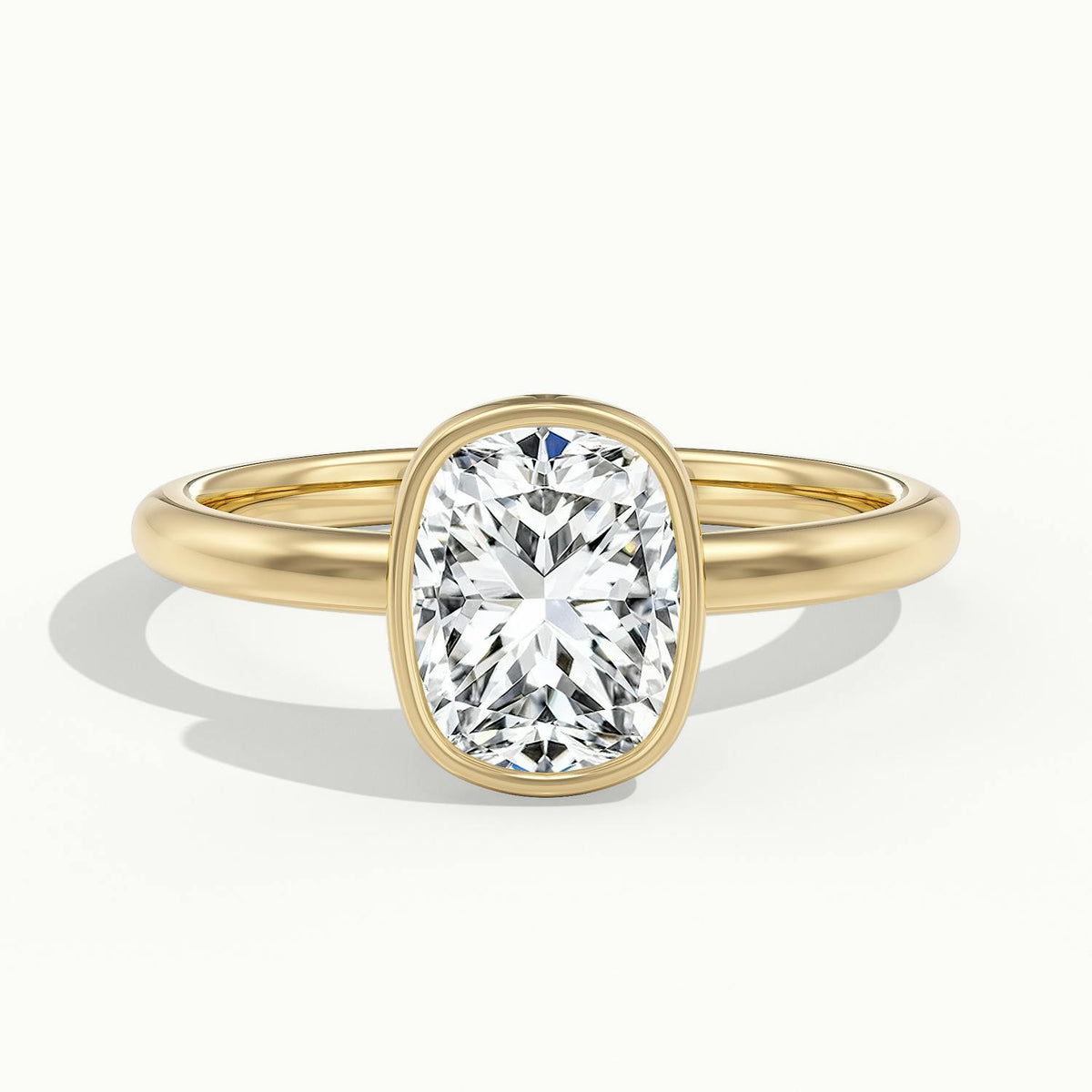 Rhea 3.5 Carat Cushion Lab Grown Diamond Solitaire Engagement Ring in 10K Yellow Gold - view 1