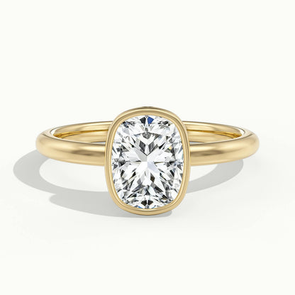 Rhea 3.5 Carat Cushion Lab Grown Diamond Solitaire Engagement Ring in 10K Yellow Gold - view 1