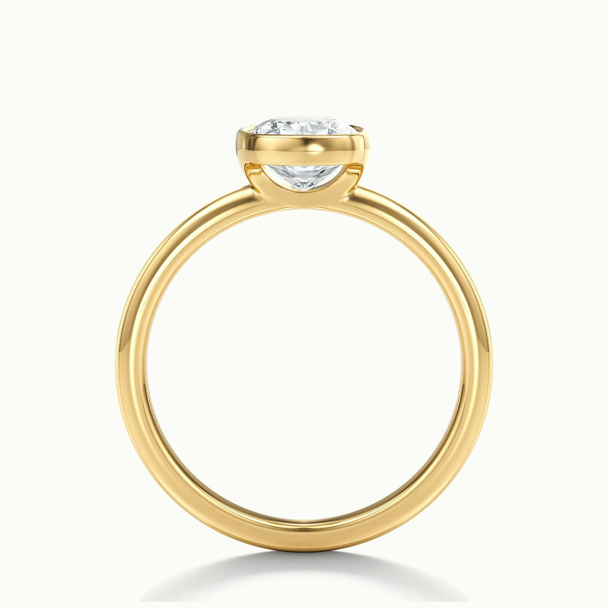 Rhea 3.5 Carat Cushion Lab Grown Diamond Solitaire Engagement Ring in 10K Yellow Gold - view 3