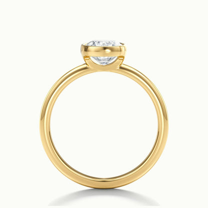 Rhea 3.5 Carat Cushion Lab Grown Diamond Solitaire Engagement Ring in 10K Yellow Gold - view 3