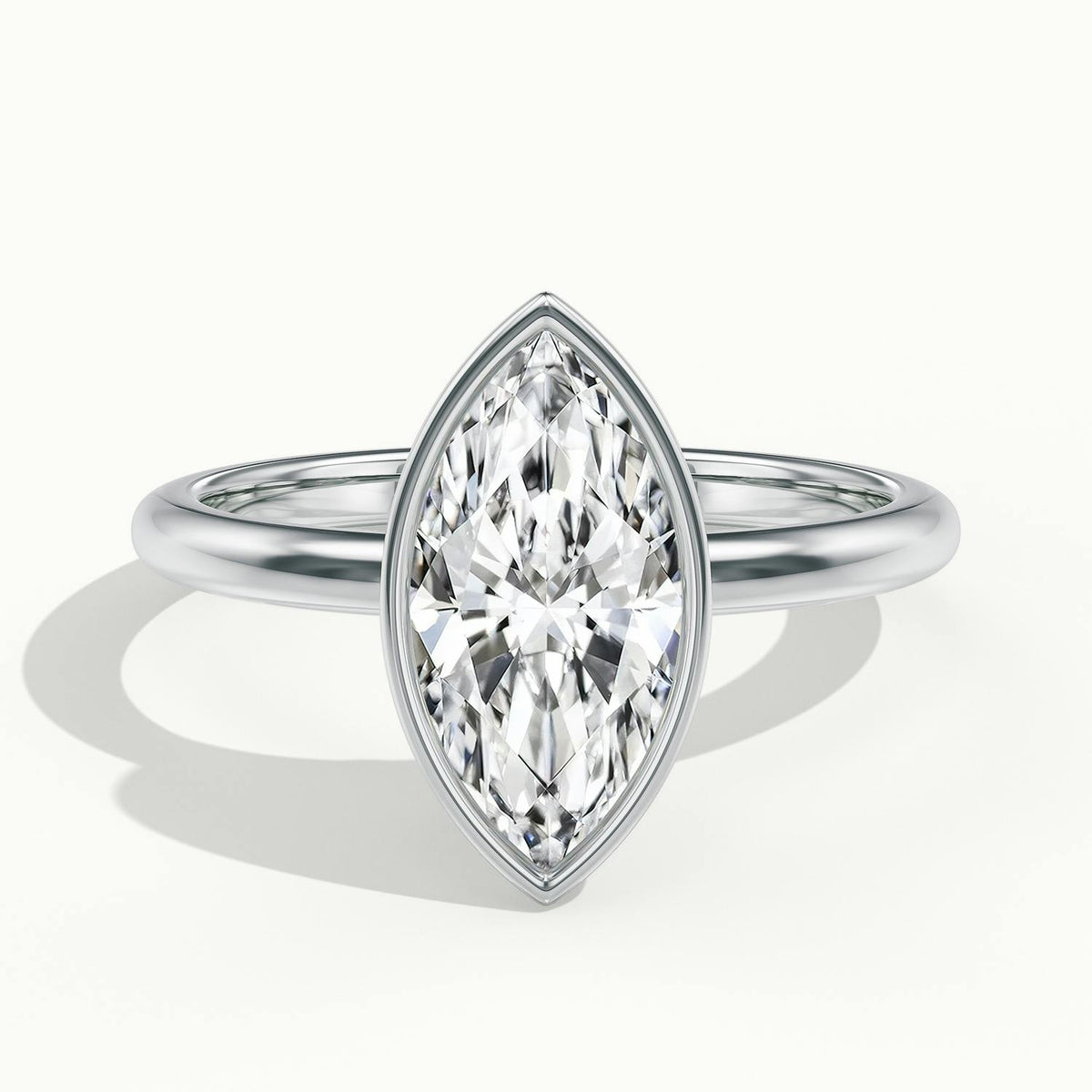Rhea 3 Carat Marquise Lab Grown Diamond Solitaire Engagement Ring in Platinum - view 1