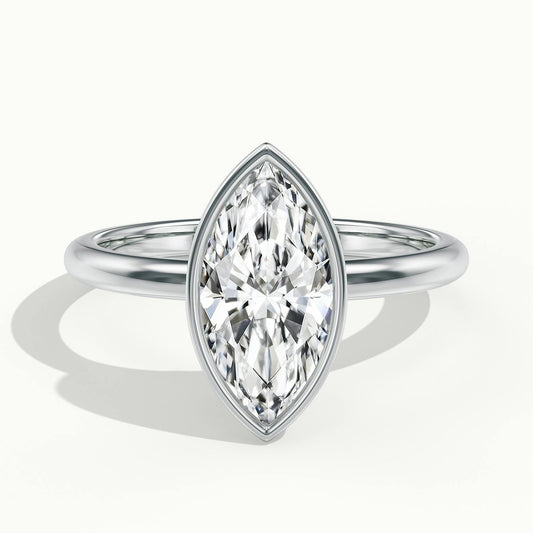Rhea 3 Carat Marquise Lab Grown Diamond Solitaire Engagement Ring in Platinum - view 1