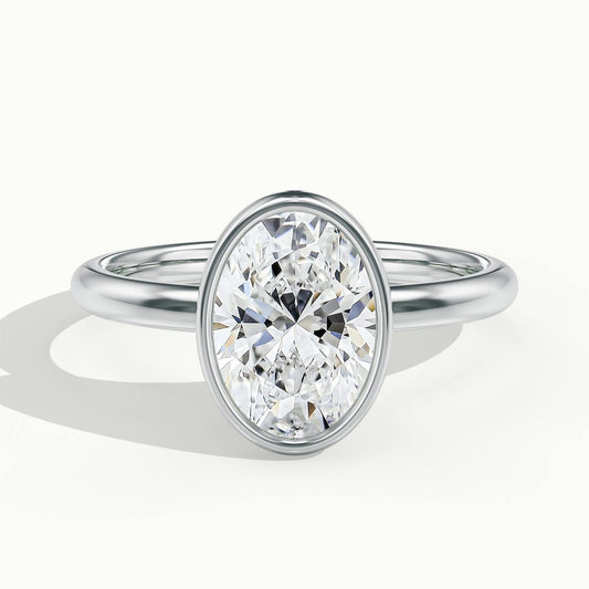 Rhea 2.5 Carat Oval Lab Grown Diamond Solitaire Engagement Ring in Platinum - view 1