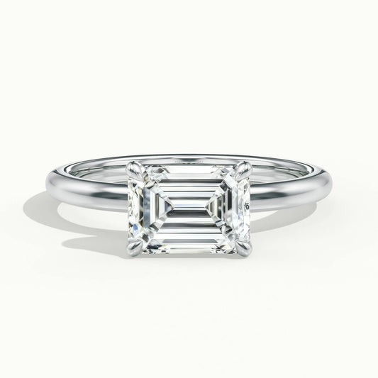 Eden 2 Carat Emerald Lab Grown Diamond Solitaire Engagement Ring in 14K White Gold - view 1