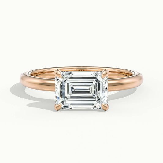 Eden 4 Carat Emerald Lab Grown Diamond Solitaire Engagement Ring in 18K Rose Gold - view 1