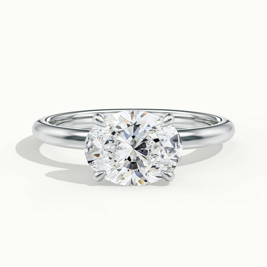 Eden 2.5 Carat Oval Lab Grown Diamond Solitaire Engagement Ring in Platinum - view 1