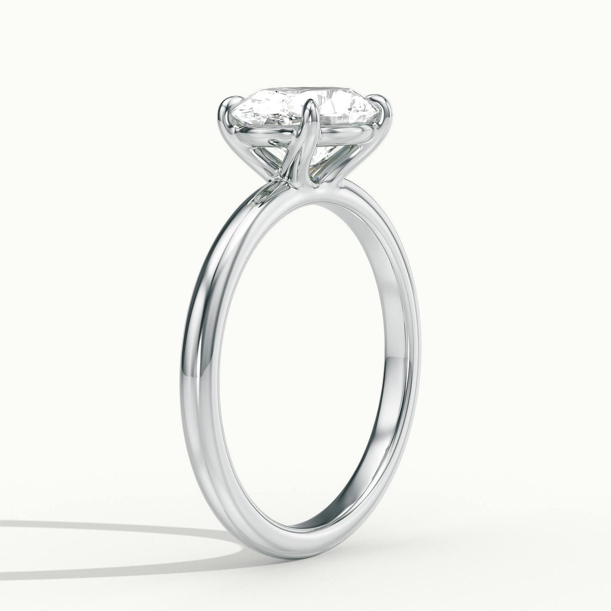 Eden 2 Carat Oval Lab Grown Diamond Solitaire Engagement Ring in Platinum - view 4