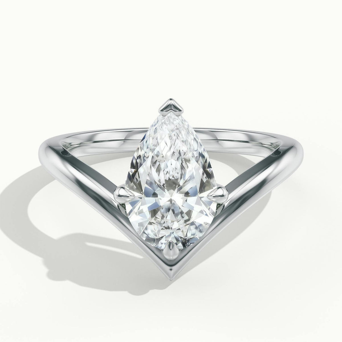 Tessa 1 Carat Pear Lab Grown Diamond Solitaire Engagement Ring in 18K White Gold - view 1