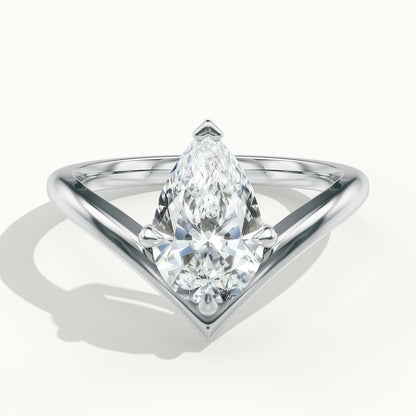 Tessa 1 Carat Pear Lab Grown Diamond Solitaire Engagement Ring in 18K White Gold - view 1