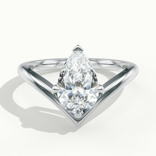 Tessa 4 Carat Pear Lab Grown Diamond Solitaire Engagement Ring in 14K White Gold - view 1
