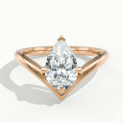 Tessa 4.5 Carat Pear Lab Grown Diamond Solitaire Engagement Ring in 10K Rose Gold - view 1
