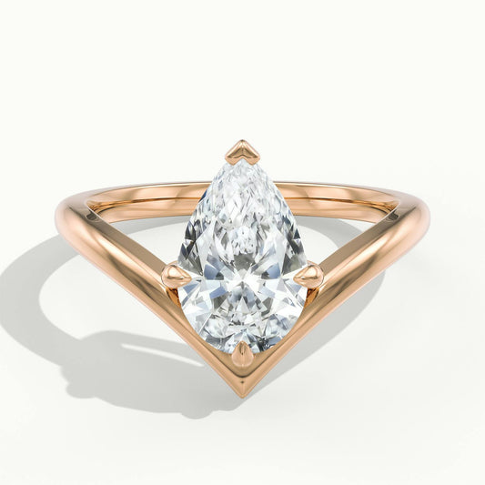 Tessa 4 Carat Pear Lab Grown Diamond Solitaire Engagement Ring in 14K Rose Gold - view 1