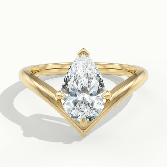 Tessa 3.5 Carat Pear Lab Grown Diamond Solitaire Engagement Ring in 14K Yellow Gold - view 1