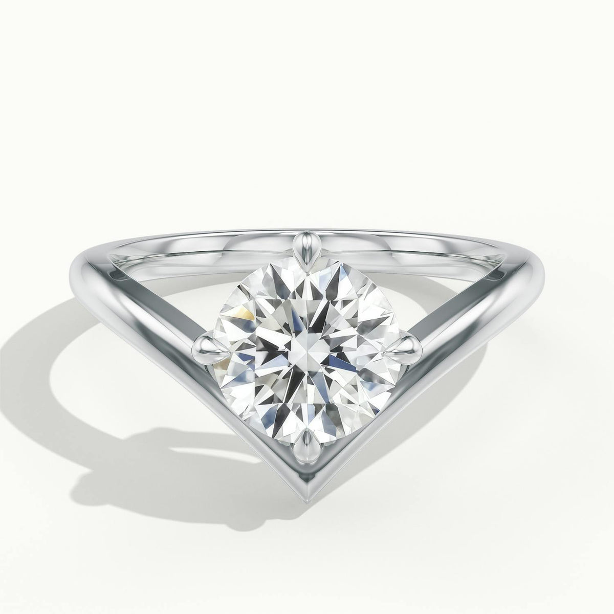 Tessa 4 Carat Round Lab Grown Diamond Solitaire Engagement Ring in 10K White Gold - view 1