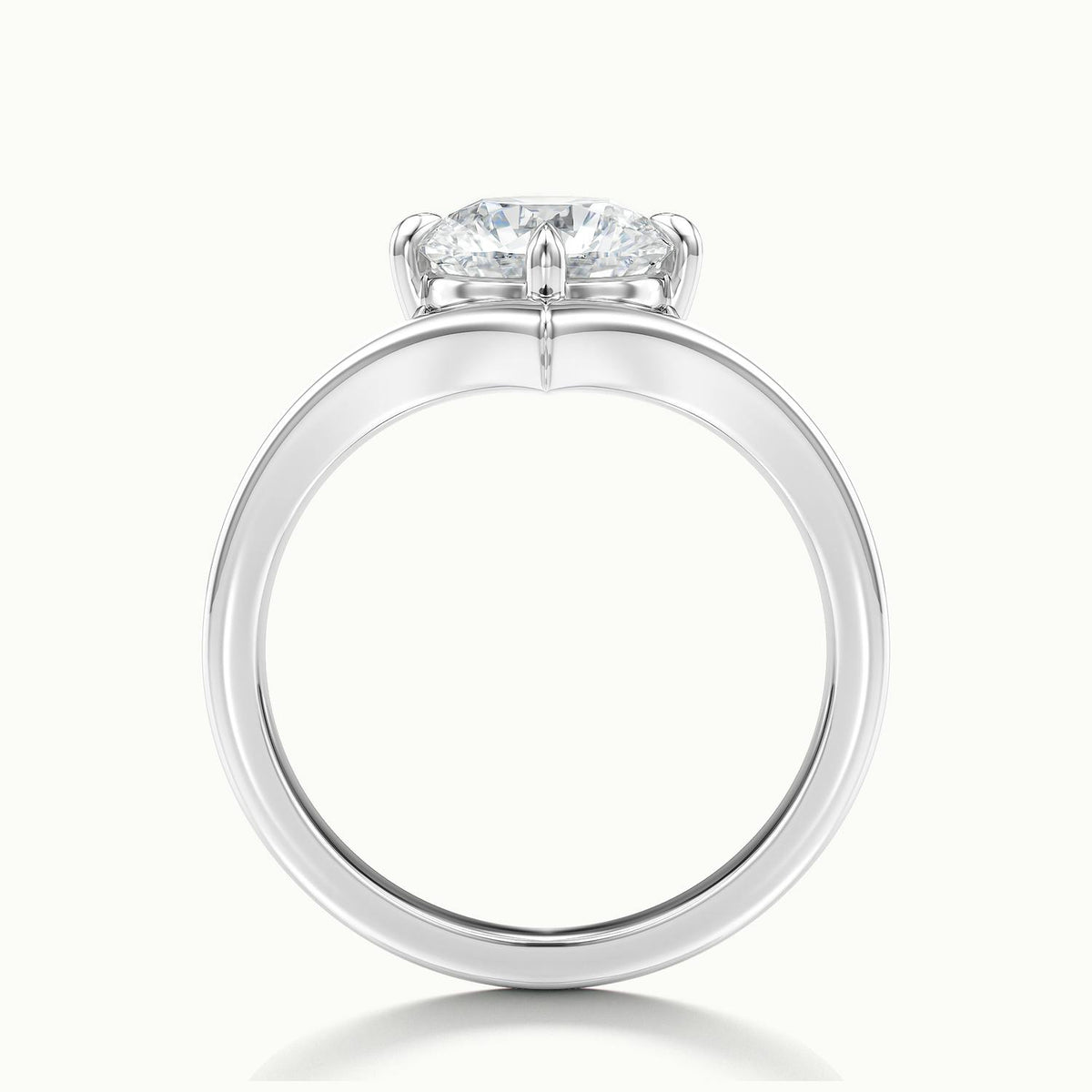 Tessa 4 Carat Round Lab Grown Diamond Solitaire Engagement Ring in 10K White Gold - view 3