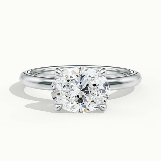 Willa 2.5 Carat Oval Lab Grown Diamond Hidden Halo Engagement Ring in 14K White Gold - view 1