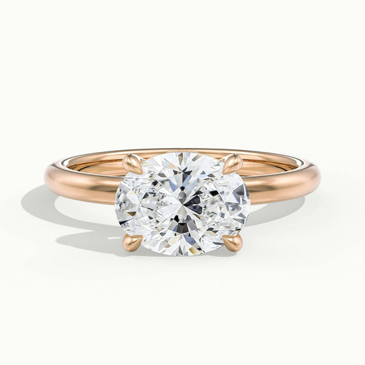 Willa 2.5 Carat Oval Lab Grown Diamond Hidden Halo Engagement Ring in 14K Rose Gold - view 1