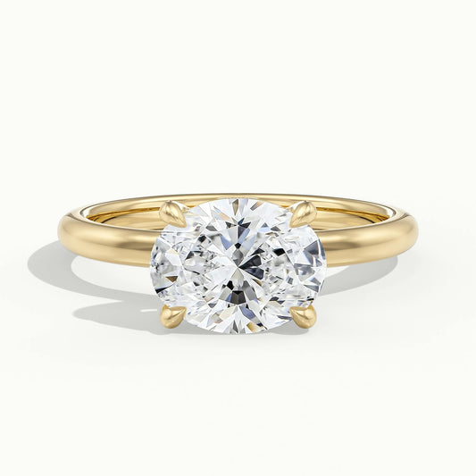 Willa 2.5 Carat Oval Lab Grown Diamond Hidden Halo Engagement Ring in 10K Yellow Gold - view 1