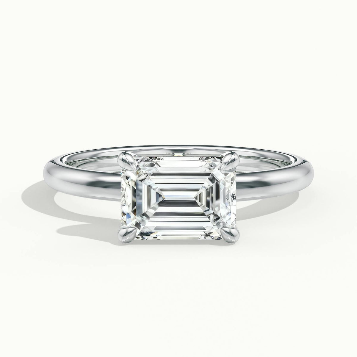 Clio 2 Carat Emerald Lab Grown Diamond Hidden Halo Engagement Ring in 10K White Gold - view 1