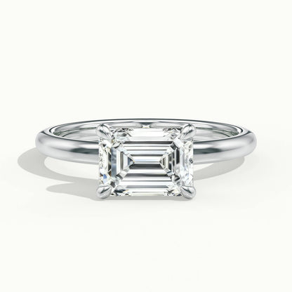 Clio 2 Carat Emerald Lab Grown Diamond Hidden Halo Engagement Ring in 925 Silver - view 1
