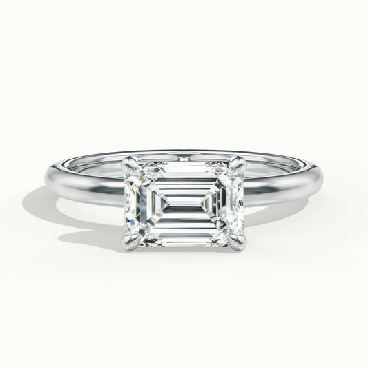Clio 4 Carat Emerald Lab Grown Diamond Hidden Halo Engagement Ring in Platinum - view 1
