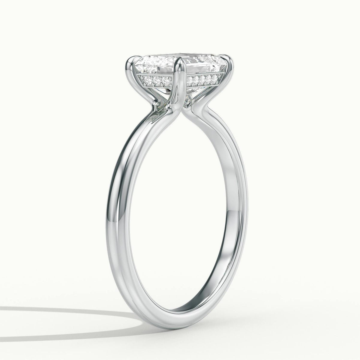 Clio 2 Carat Emerald Lab Grown Diamond Hidden Halo Engagement Ring in 925 Silver - view 4