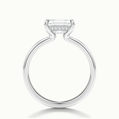 Clio 2 Carat Emerald Lab Grown Diamond Hidden Halo Engagement Ring in 14K White Gold - view 3